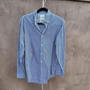 Ben Sherman blue gingham checked mens button up shirt